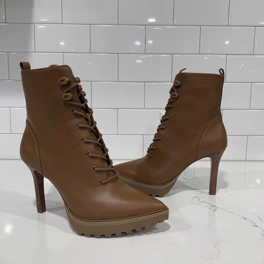 Michael Kors | Boots Kyle Lace Up Booties Leather Pointed Toe NEW - Picture 9 of 9